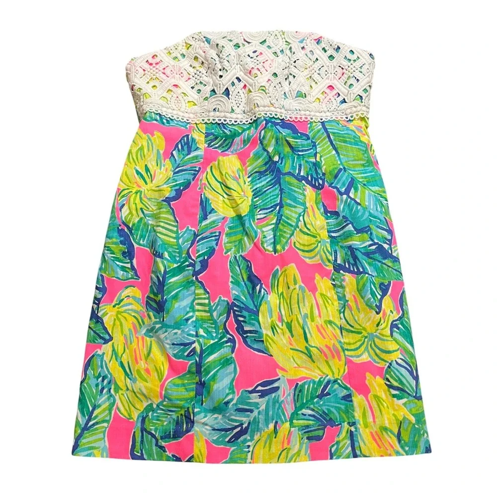 NWT Lilly Pulitzer Brynn Dress Pink Sunset Local Flavor Sz 6 Mini Lace‎ Trim - Picture 2 of 8